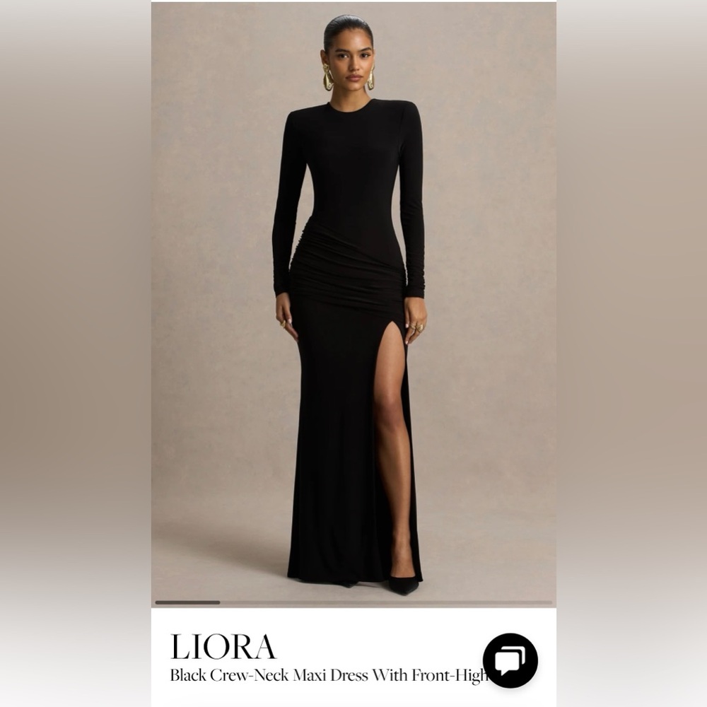 Club L London Black Long Sleeve Maxi Dress